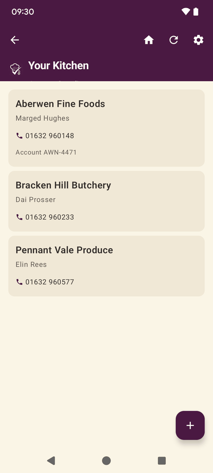 The supplier list