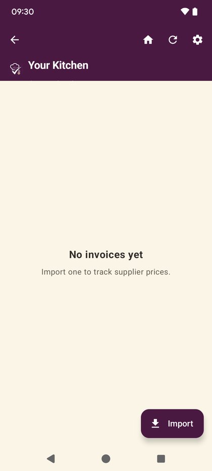 The invoices screen