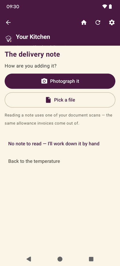 The delivery note step